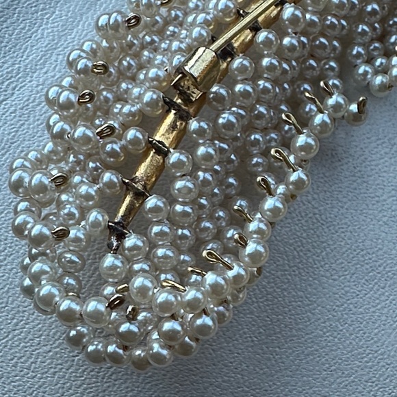 Vintage Faux Pearl Leaf Statement Brooch - Picture 6 of 7